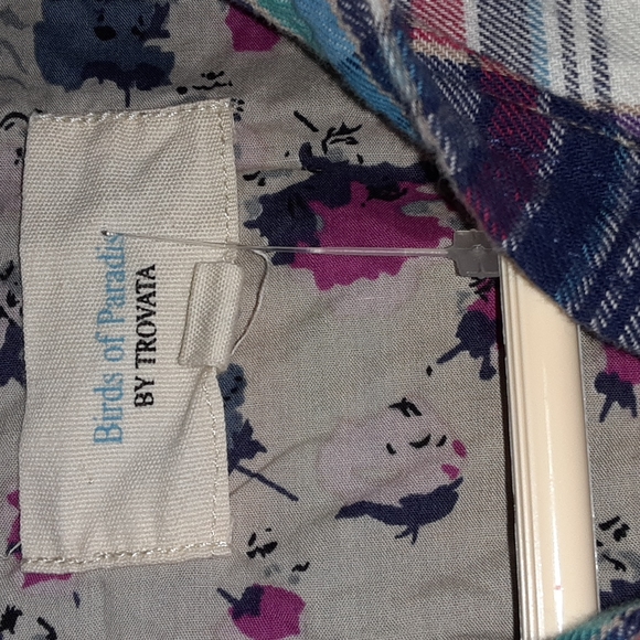 Birds of Paradise by Travata sz xs plaid flannel button down shirt - Picture 2 of 4